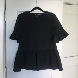 kate spade xs black peplum shirt