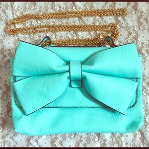 Mint Bow Flap Small Shoulder Purse