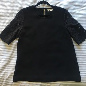 kate spade black sz 2 top with lace sleeves