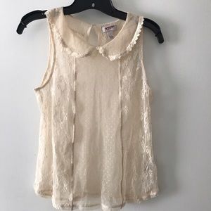Cream lace blouse with Peter Pan collar