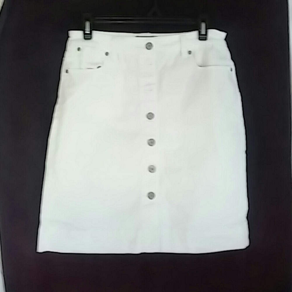 Talbots button up white jean skirt