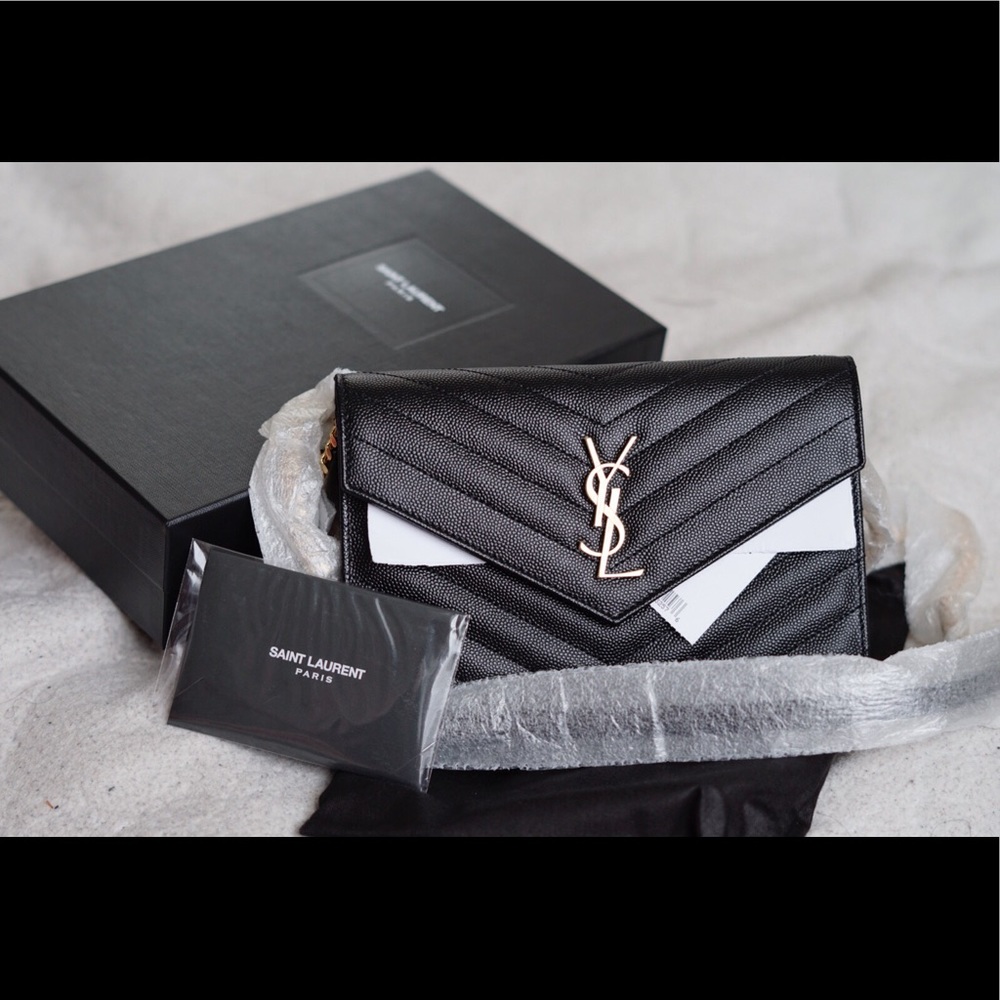 SOLD! NWT Saint Laurent Matelasse Chain Wallet