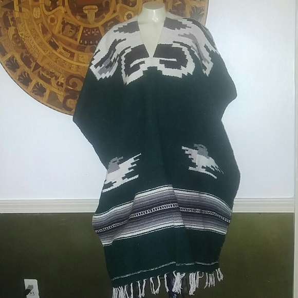 Vintage Other - Vintage Tribal Hippie Aztec Blanket Fringe Poncho