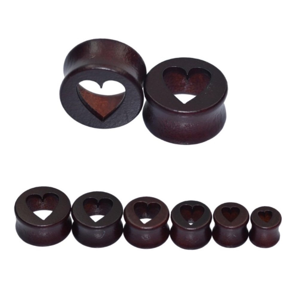 Wooden Heart Shaped Plugs 16mm