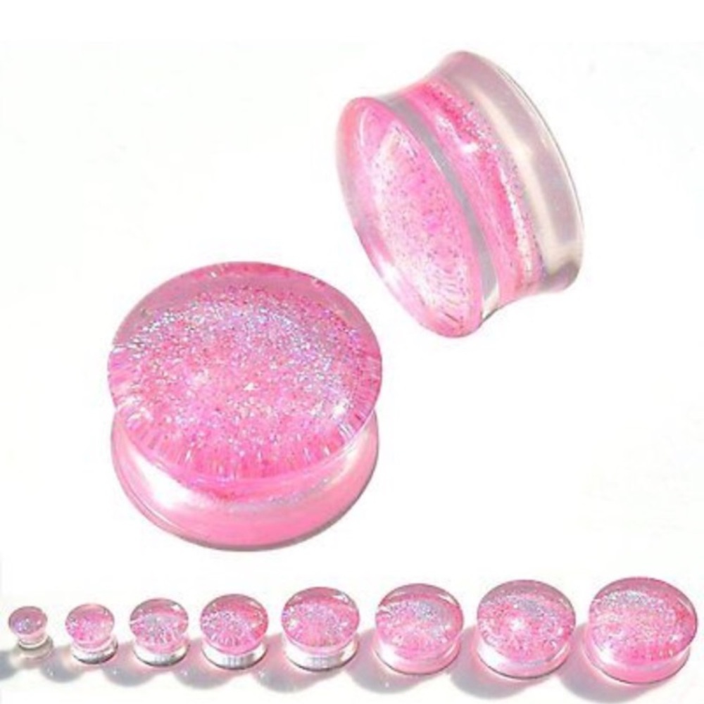 Pink Glitter 20mm and 16 mm Plugs