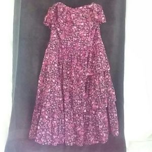Strapless WHBM pink n black floral ruffled dress