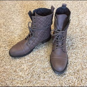 Mossimo brown faux leather combat boots  size 9.5