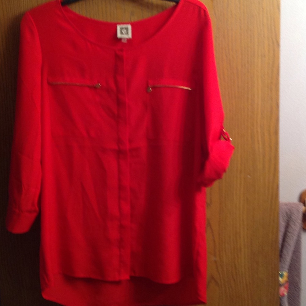 Anne Klein red blouse