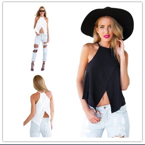 Chiffon blouse open front and back tank - Picture 2 of 5