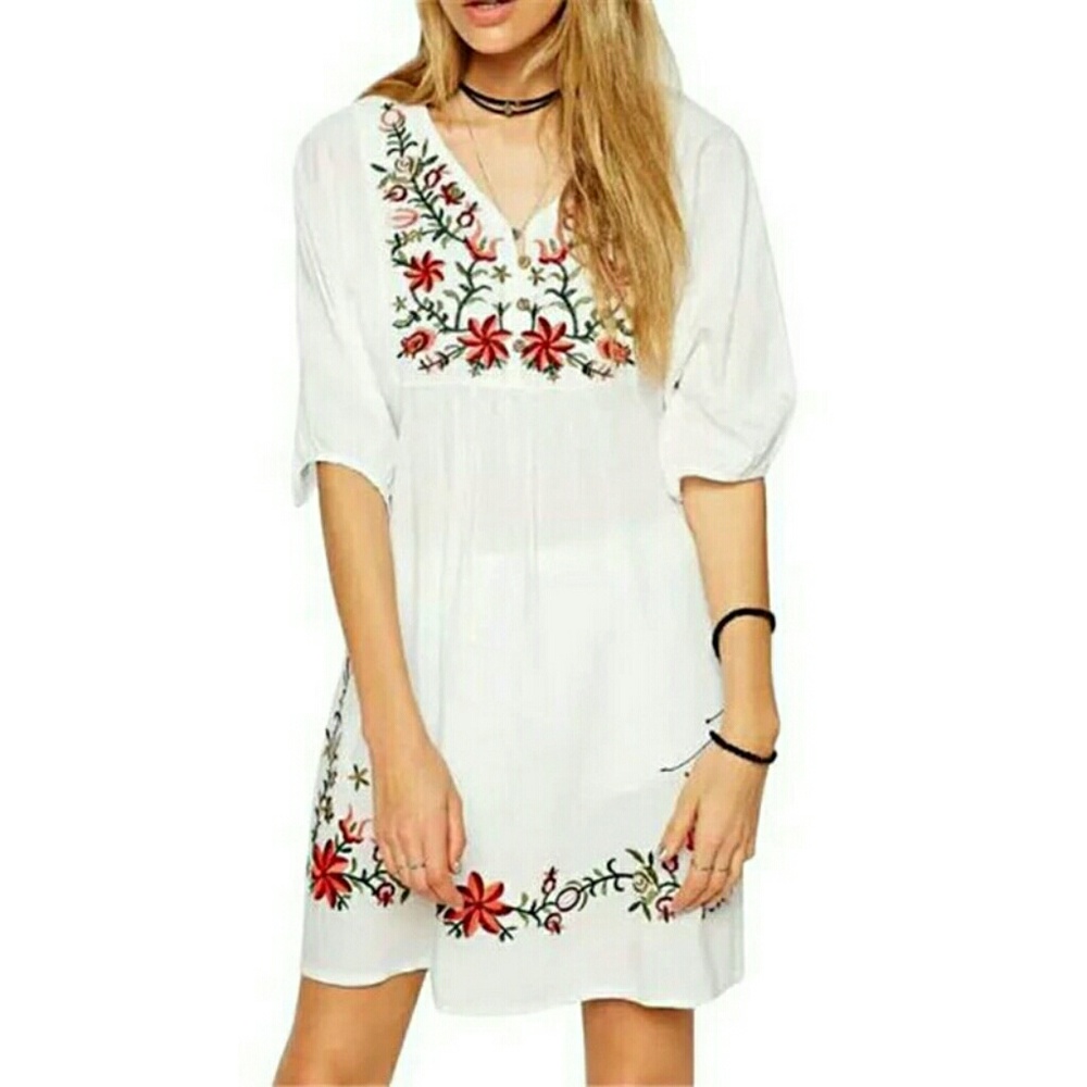 🌞Final Price🌞Mexican Boho Gypsy Mini Dress NWT