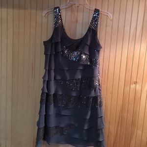 Grey Sequin Homecoming Dress