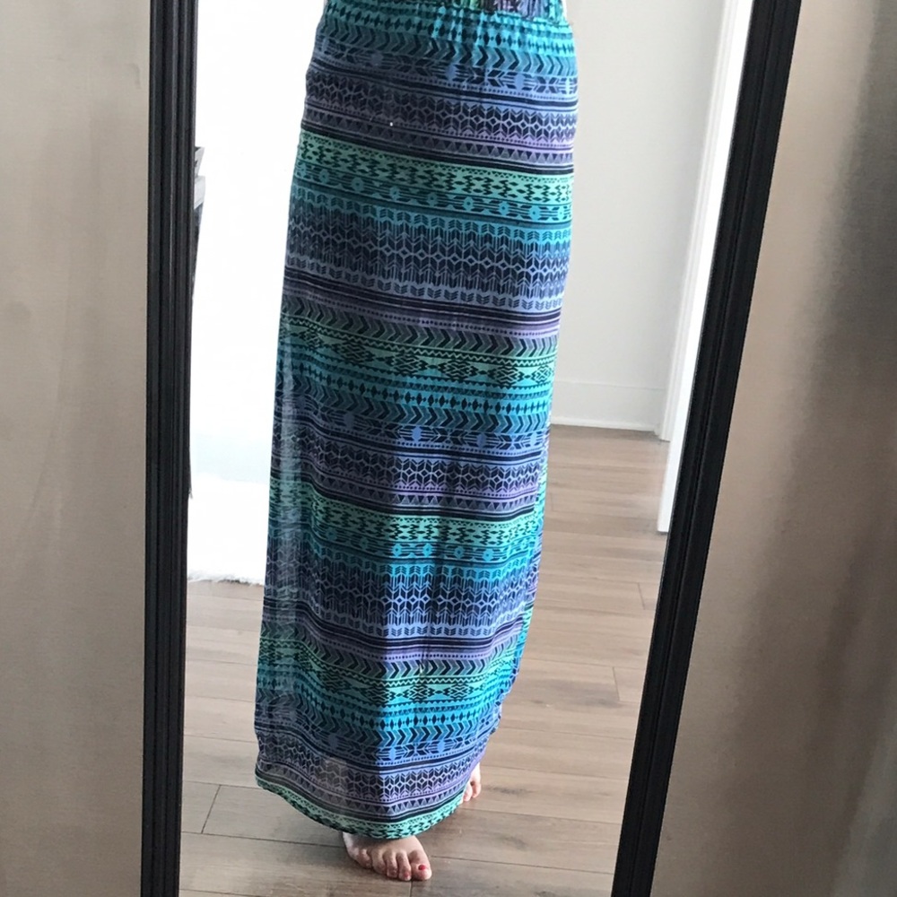 Floor-length, tribal print Forever 21 maxi skirt