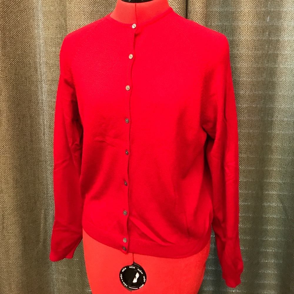 Jeanne Pierre Red Button Up Cardigan Sweater