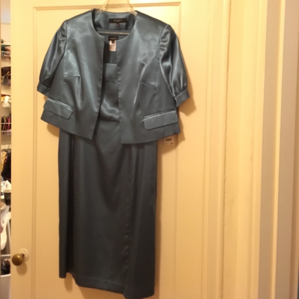 Blue vintage style dress with jacket