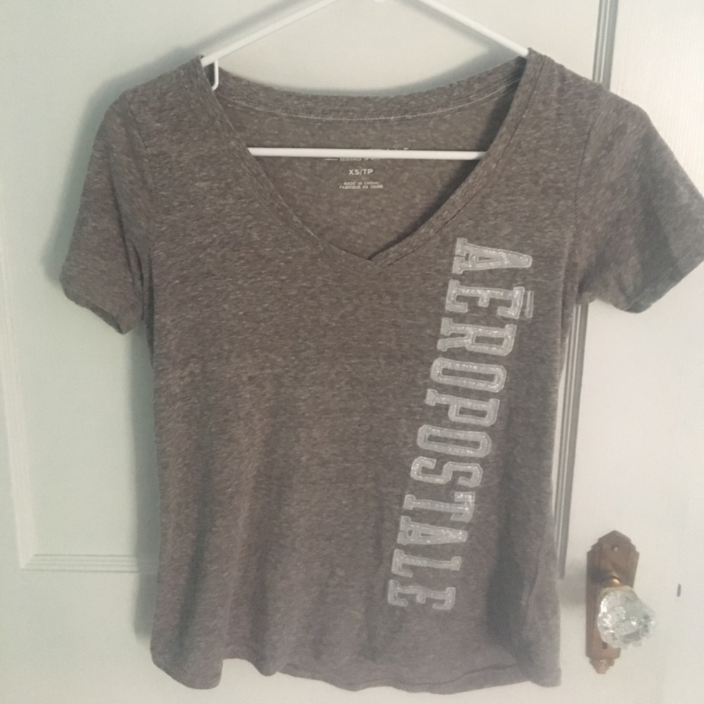 Never worn Grey Aeropostale V-neck T-Shirt