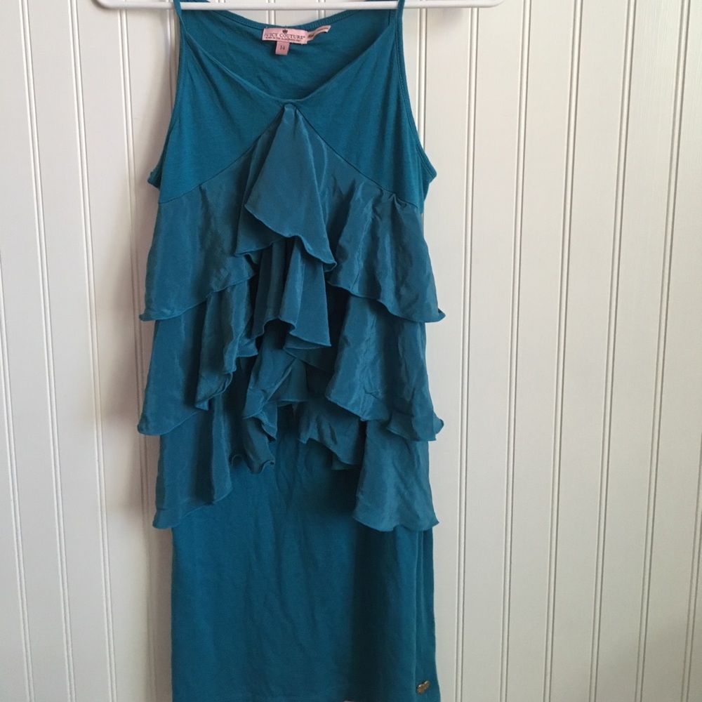 Blue Fitted with Ruffles Dress