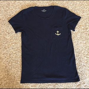 J. Crew navy tee w/ gold embroidered anchor