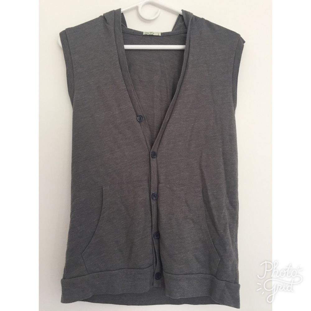 Local Green Grey Cardigan w/ hoodie | Size: S