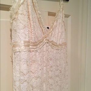 Empire waist ivory lace spaghetti strap dress