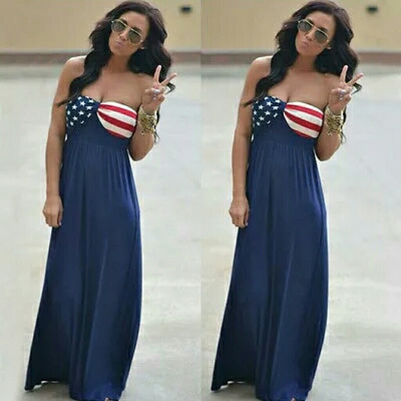 Women's USA Patriotic 4th of July Maxi Dress from Brian's closet on