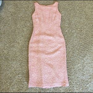 Talbots fitted dress- pink and gold detail