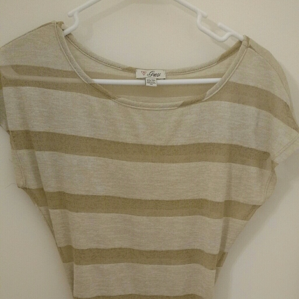Guess tan stripped shirt.