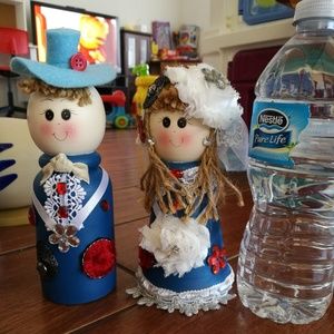 New couple wedding cake topper. Made from wood.