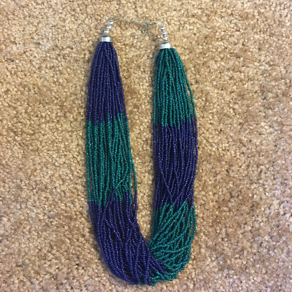 Blue and Green Beaded Necklace