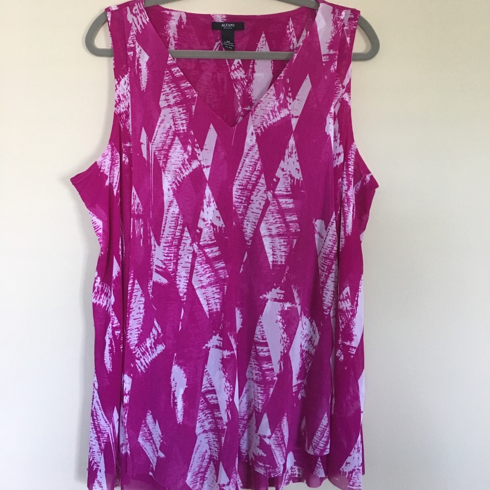 Gorgeous Magenta Sheer V Neck Top