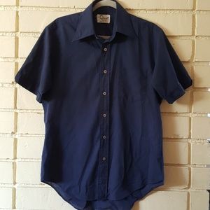 Vintage Cheviot men's navy blue button up shirt