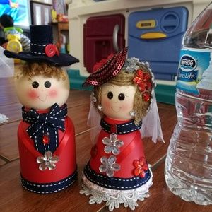 New wedding coupke cake topper. Made from wood.