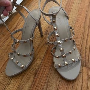 Gold studded nude heels