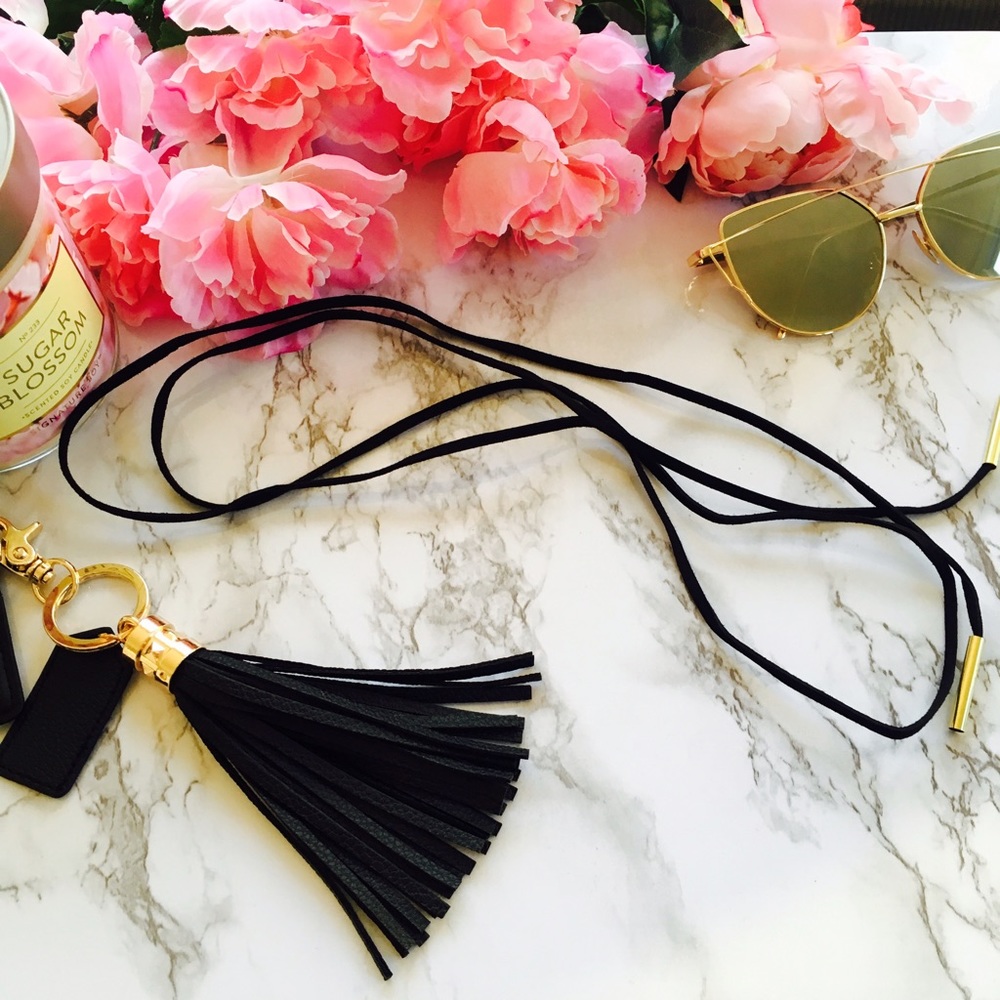 "Britney" Boho Long Black Vegan Suede Choker - Picture 7 of 8
