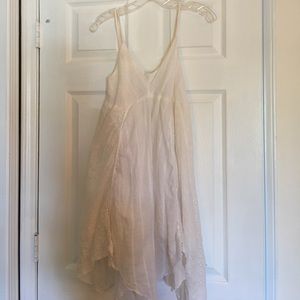 Flowy white boho spaghetti strap dress