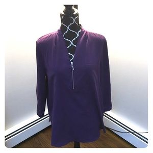 Purple Zip Front Blouse