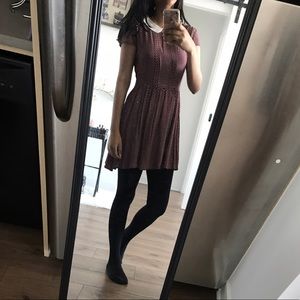 Red polka-dot Peter Pan collar midi dress