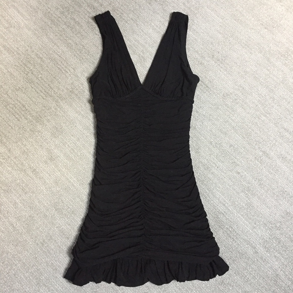 BCBGMAXAZRIA Black Ruched Cocktail Dress