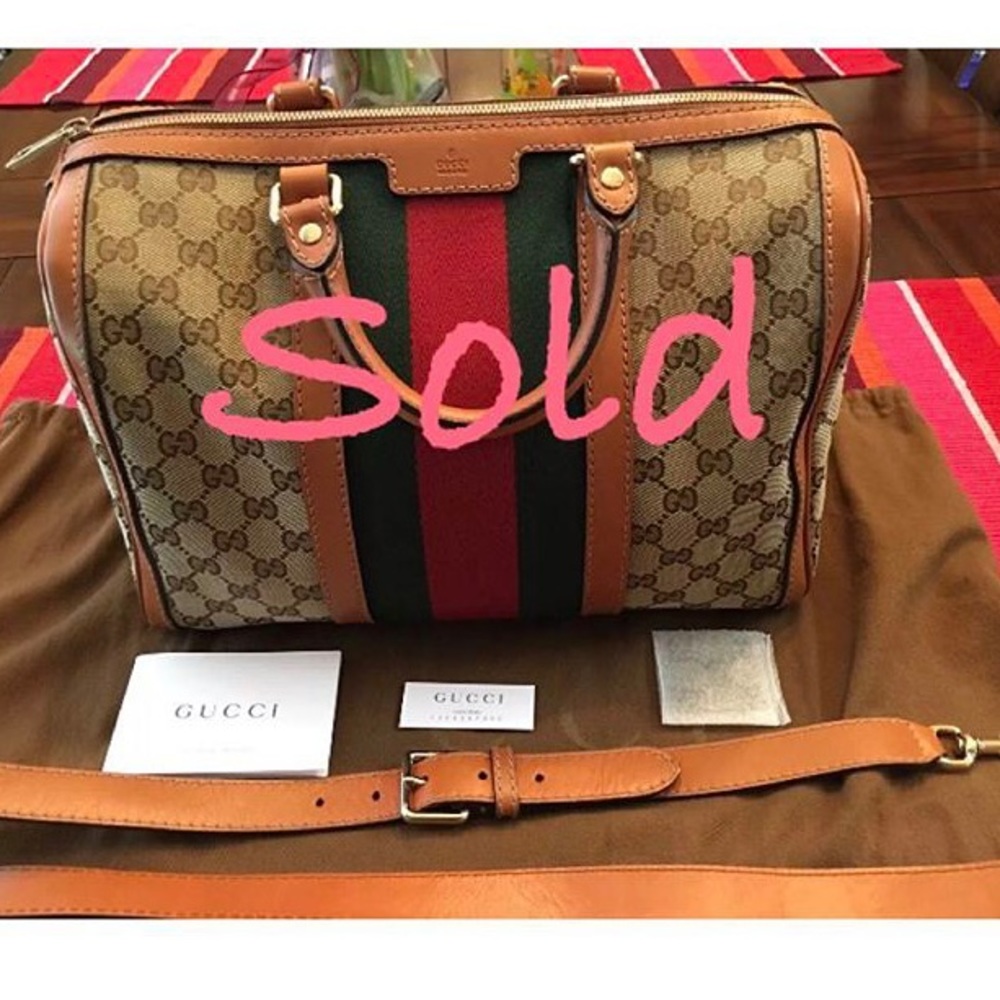 Gucci Vintage Boston Web Bag With Strap