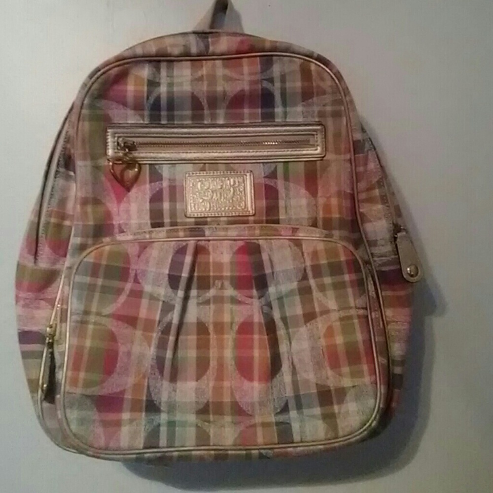 Coach pastel plaid back pack