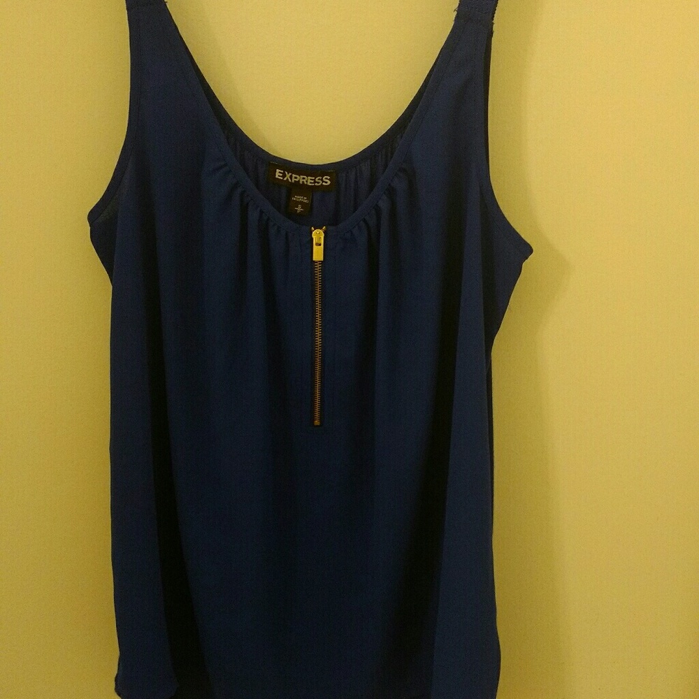 Blue zipper front tank top