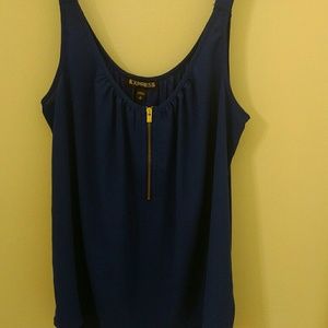 Blue zipper front tank top