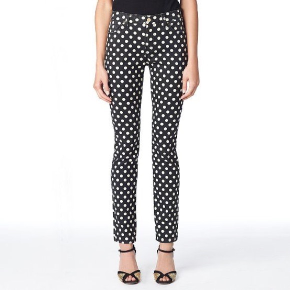 black and white polka dot jeans