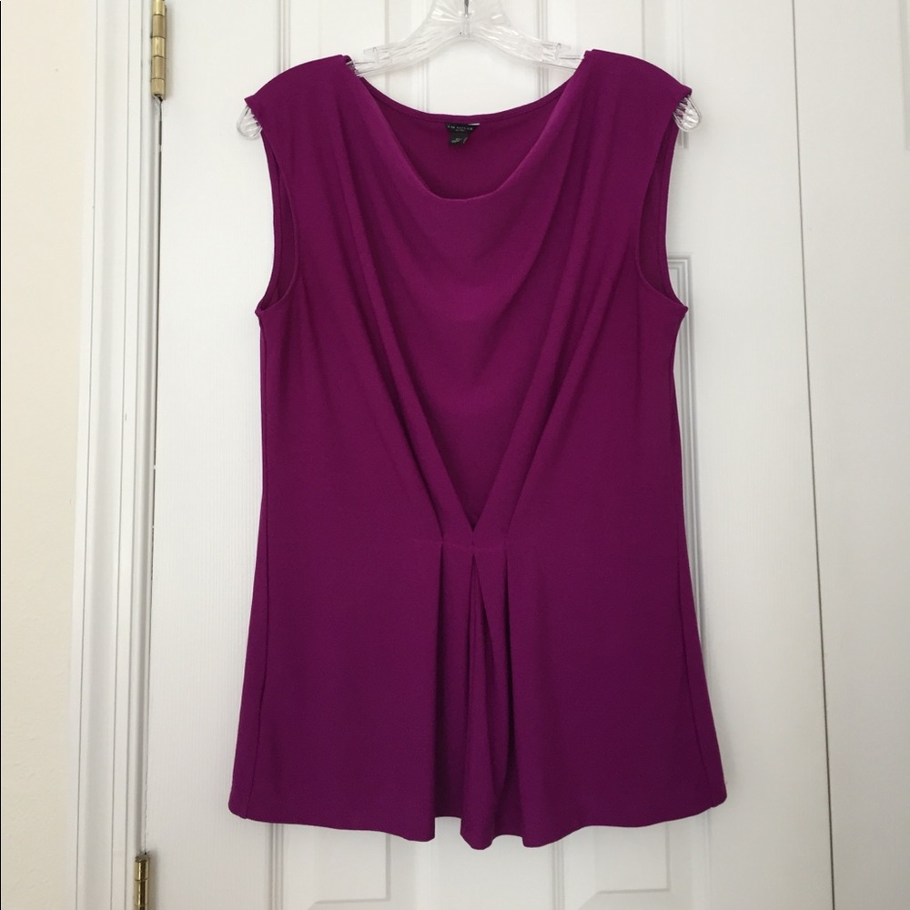 Ann Taylor plum cowl neck blouse EUC