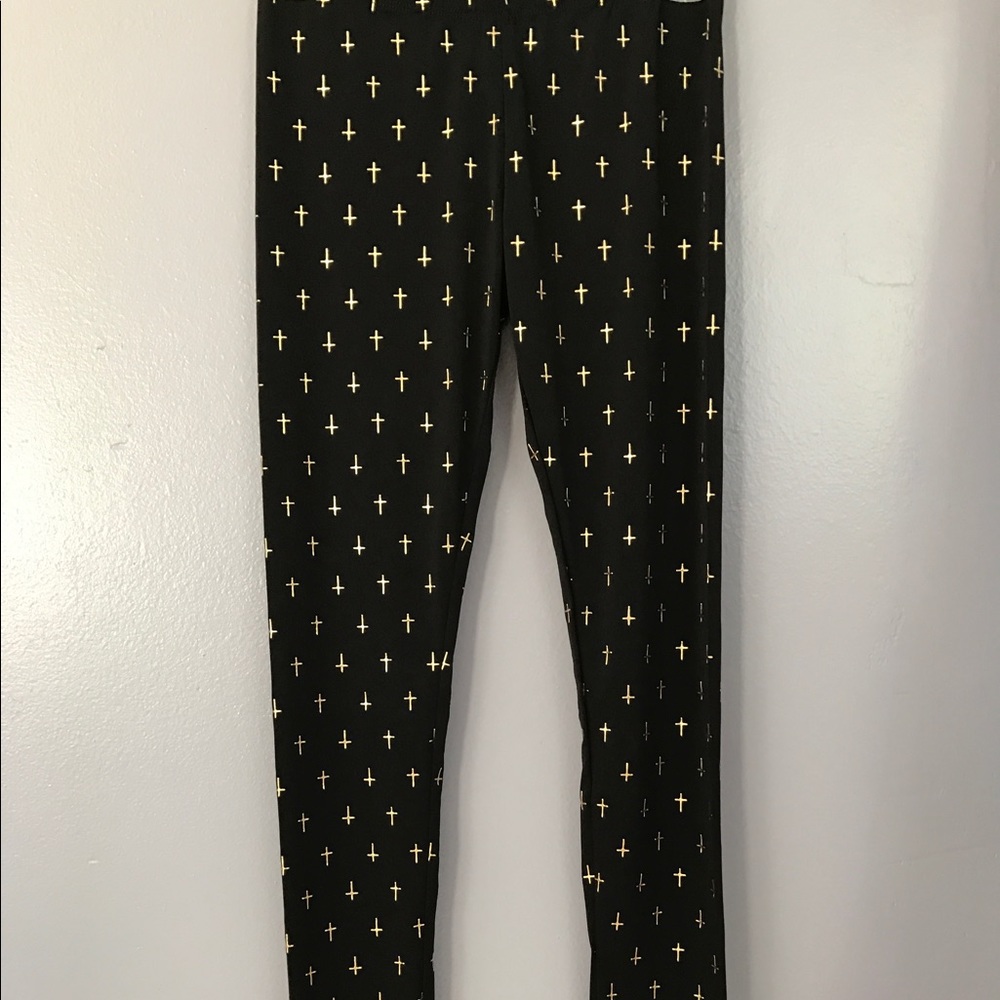 Black with gold Cross leggings