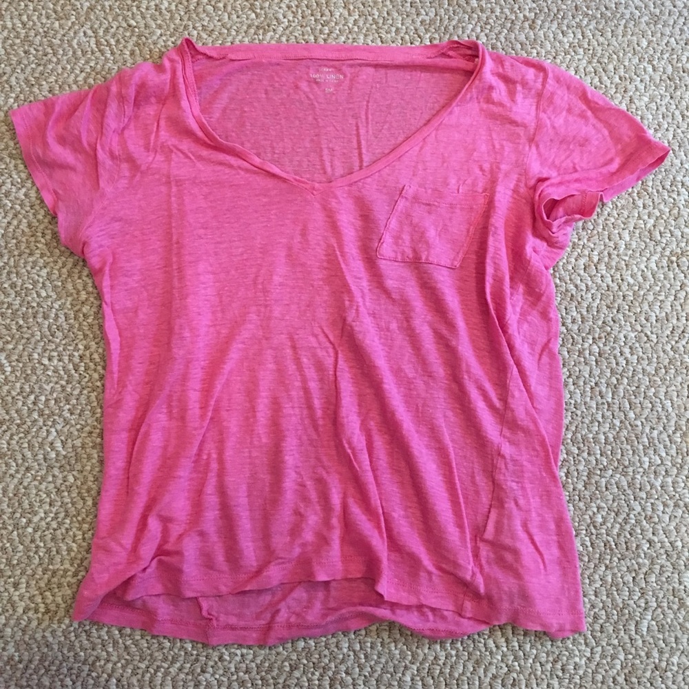 J. Crew Hot Pink Flowy Linen Tee