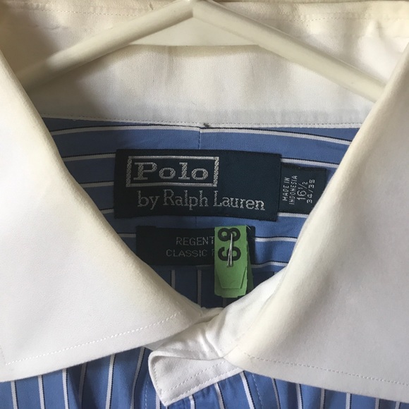 Chambray striped L/S Polo button-down - Picture 2 of 3