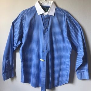 Chambray striped L/S Polo button-down