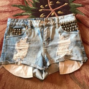 Studded High Waisted Shorts