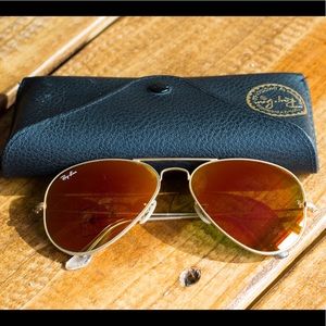 RayBan RB3025 58 Aviator Orange and Gold