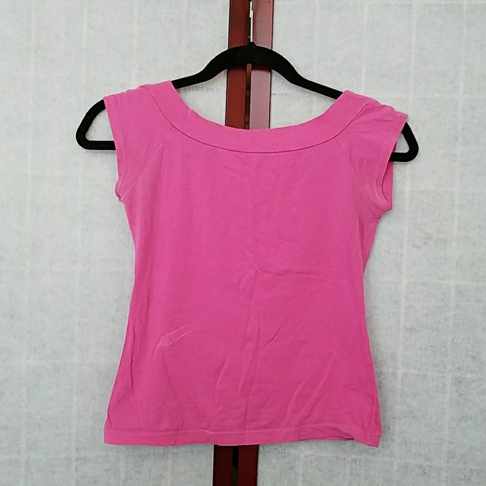 🔴Anchor Blue Pink solid tee. Juniors size M. - Picture 1 of 1